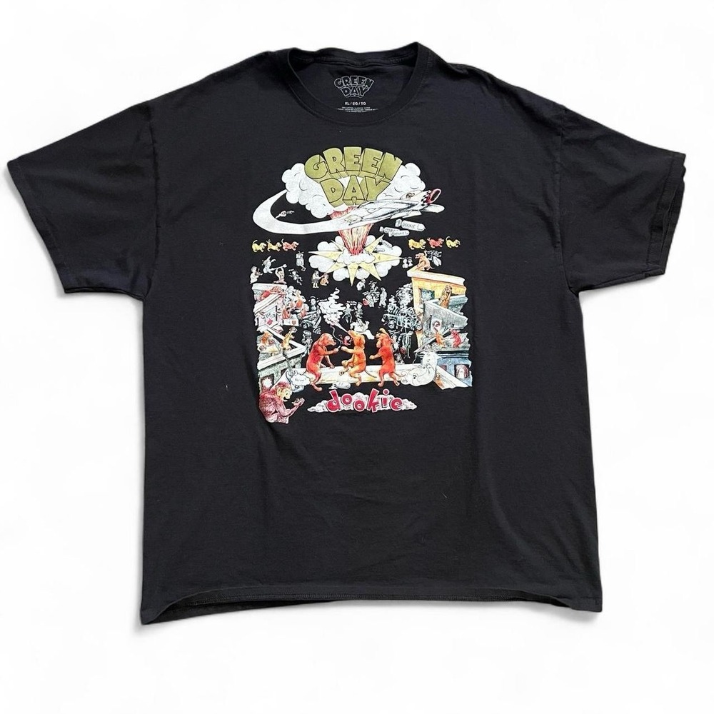 Green Day Dookie Black Short Sleeve T-Shirt Size XL Rock Alternative Skate Goth